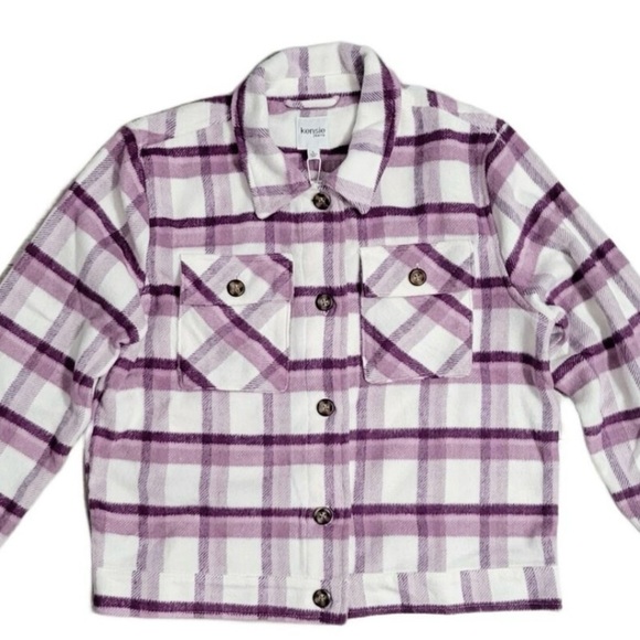 Kensie Jeans Lavender Plaid Jacket winter wear purple white color Clueless 90s - Picture 1 of 5